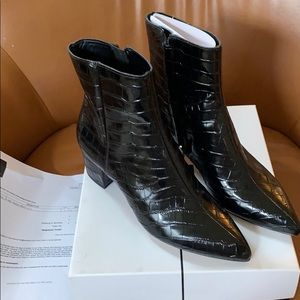 Dolce Vita Noir Croco Print Leather Booties